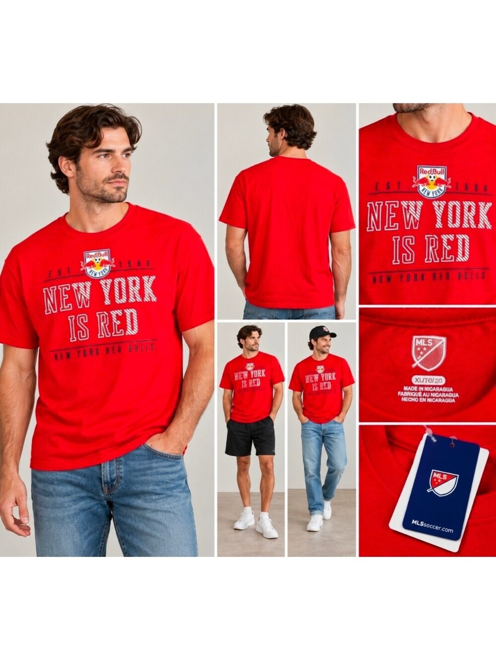 New York Red Bulls T-Shirt Mens XL Red MLS Soccer New With Tags NWT Graphic Tee